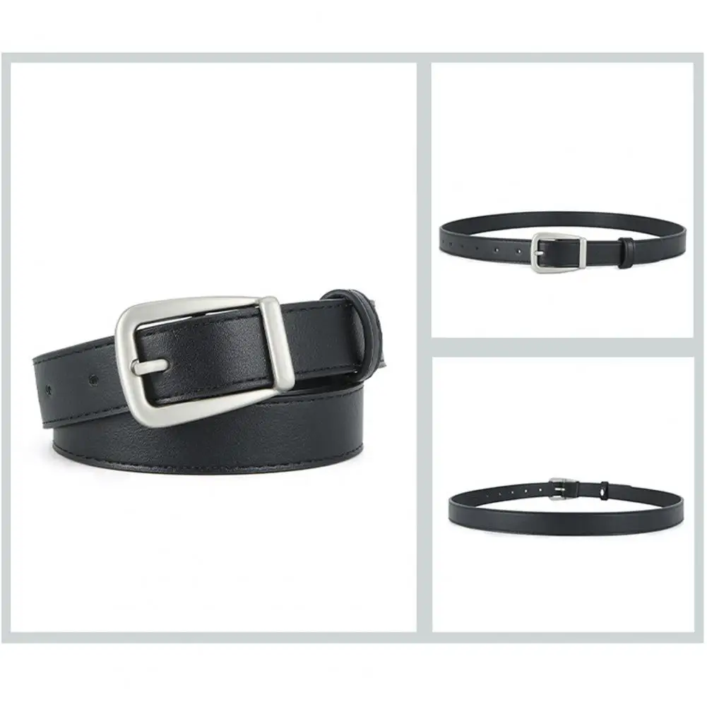 

Women Belt Stylish Women's Faux Leather Belt with Pin Buckle Adjustable Length Solid Color Waistband for Jeans Pants Plain