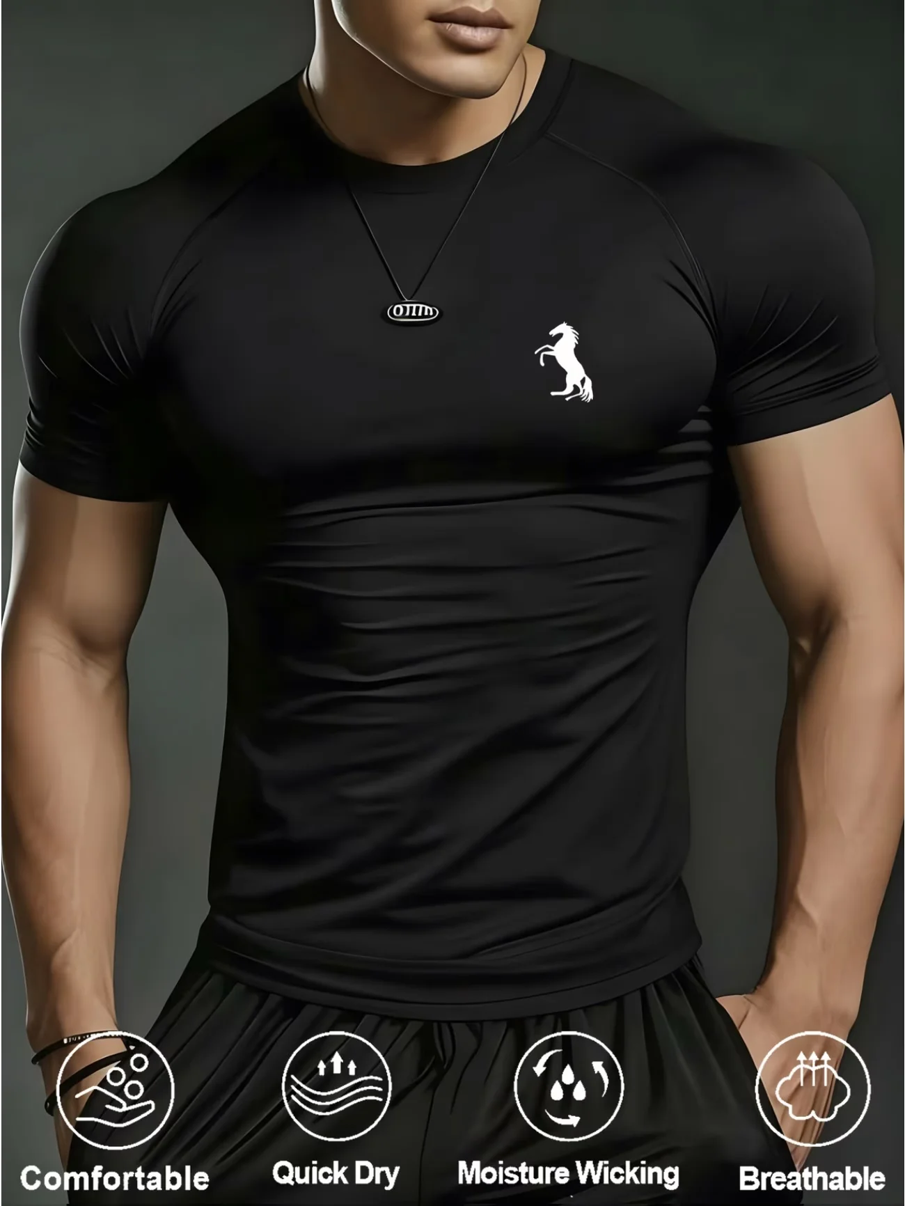 New Men'S Short-Sleeve Quick-Dry Sports T-Shirt, Ideal for Hiking, Running, And Swimming; a Perfect Gift for Your boyfriend