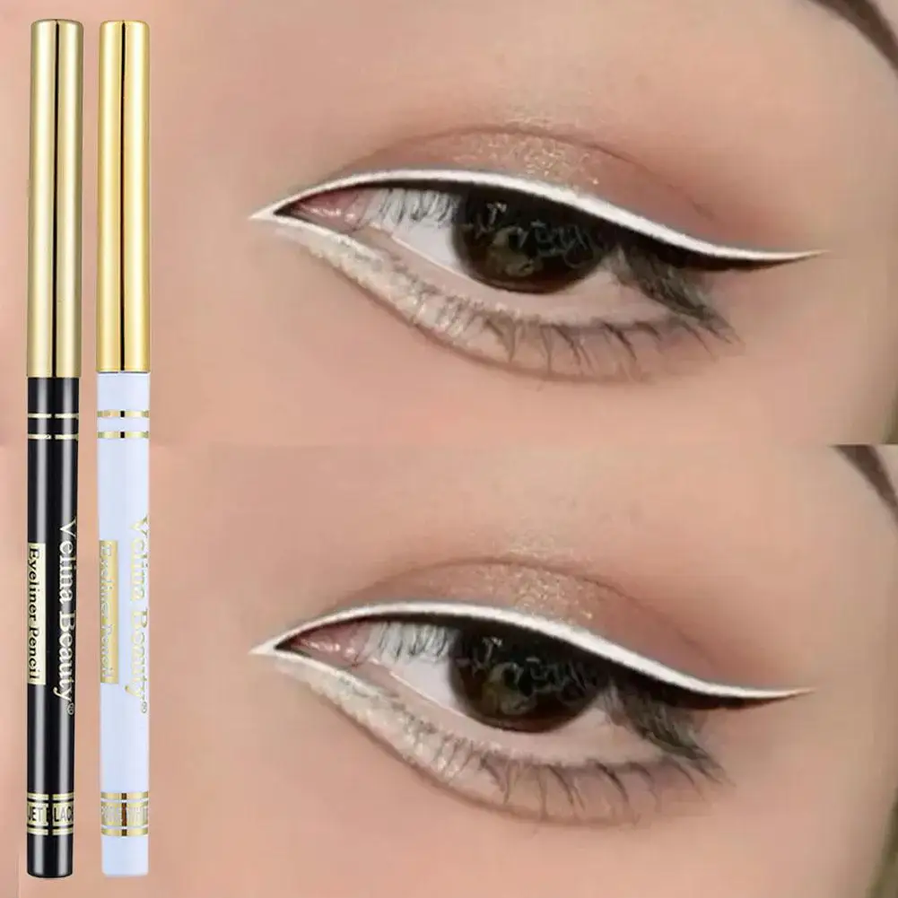 Caneta delineadora em gel, duradoura, preta e branca, à prova d'água, olhos líquidos, secagem rápida, forro cosmético, não lápis, delineador ma m0d5