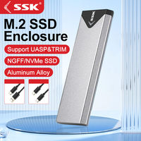 SSK M.2 NVME SATA SSD Enclosure Adapter USB 3.2 10Gbps Aluminum Enclosure External Hard Drive Case Support UASP Trim for PC Case