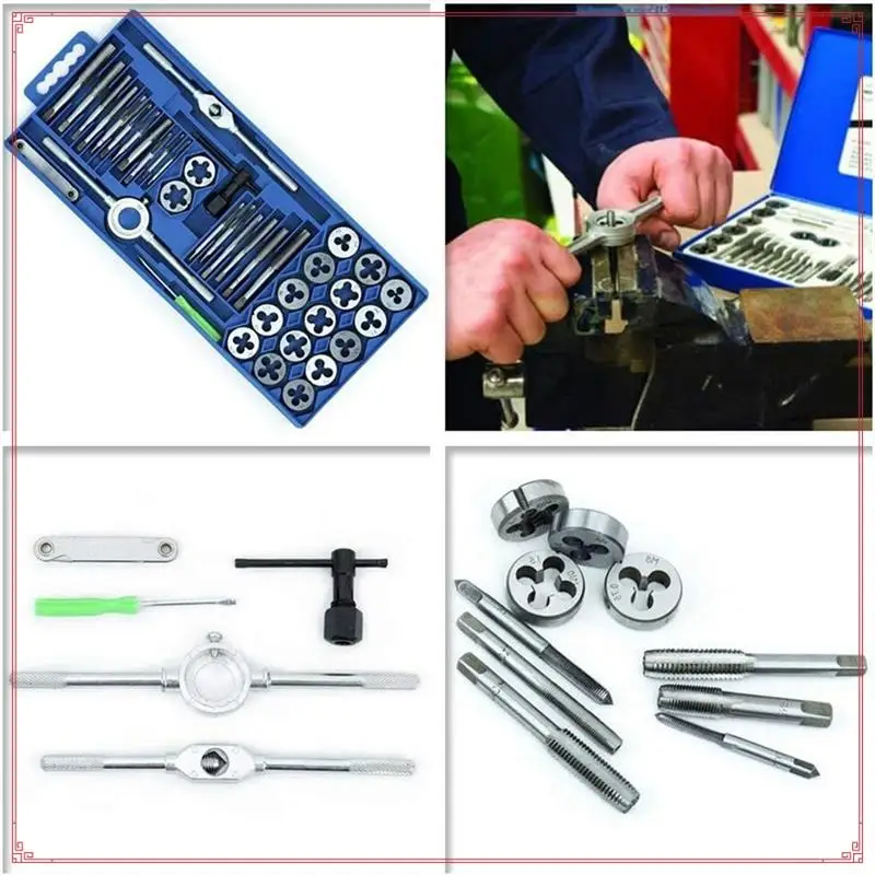 Thread Cutting Kit 40Pcs Metric Tap Die Set With Plastic Shell Thread Cutting Kit (Small Frame) Injection Molding Easy Install