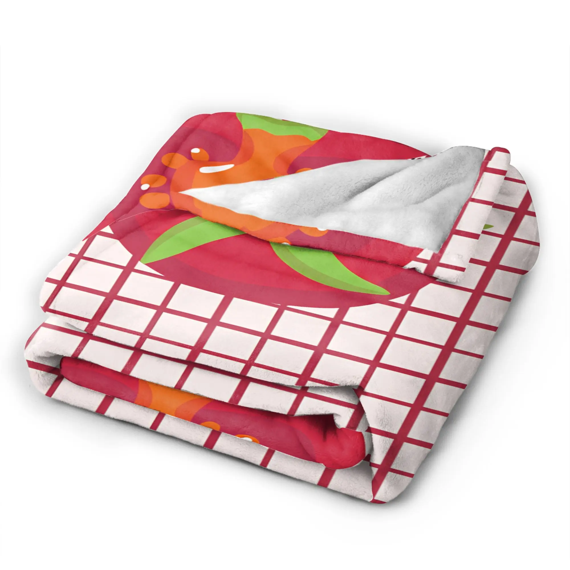 Tomato - Red Background Blanket Spring  Warm Cozy Throw Blanket For Girls Bedroom Flannel Bedspread Bed Cover