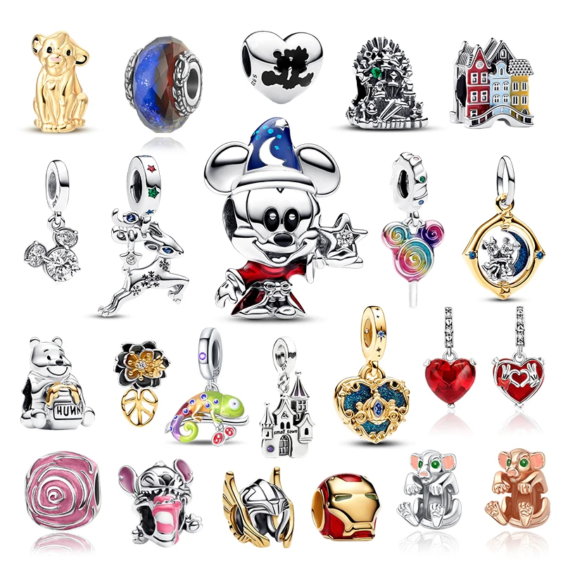 925 Silver Wizard Mouse And Red-Clothed Little Bear Lion Pendant, Perfect For Bracelets Necklaces,Diy Gifts Girls' Birthdays