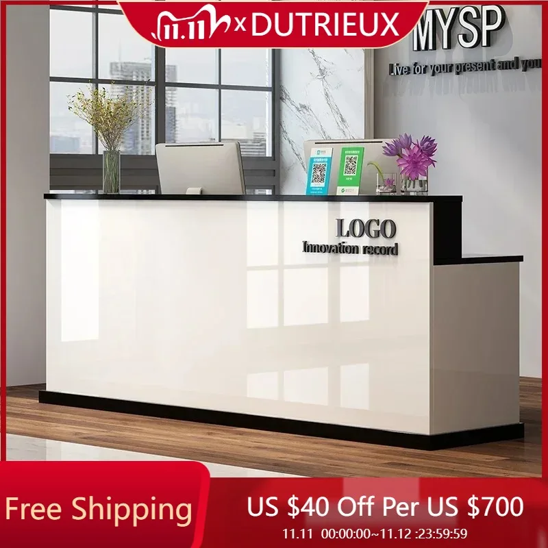 

Simple Luxury Reception Desks Beauty Office Checkout Creative Chinese Save Space Reception Desks Cheap Bureau Salon Furniture