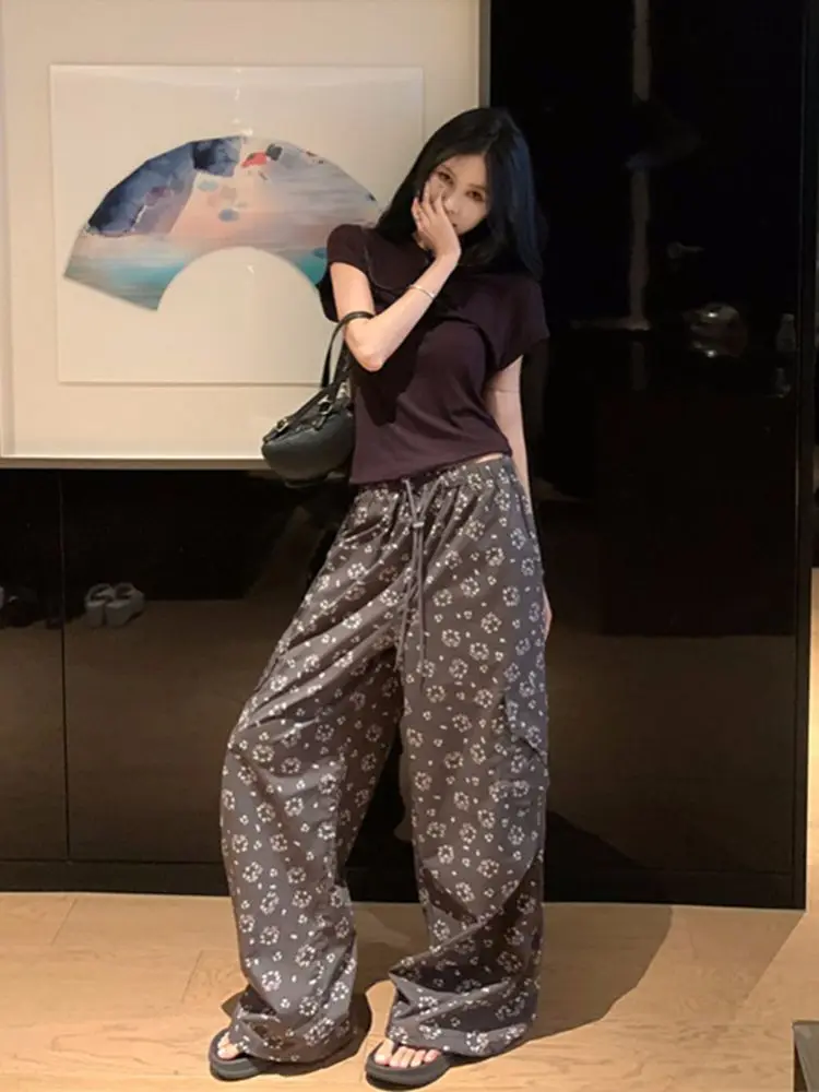 

2025 Summer Womens Leisure and comfortabel Loose T-shirt And Wear Floor Length Pants Fashion Two Piece Sets