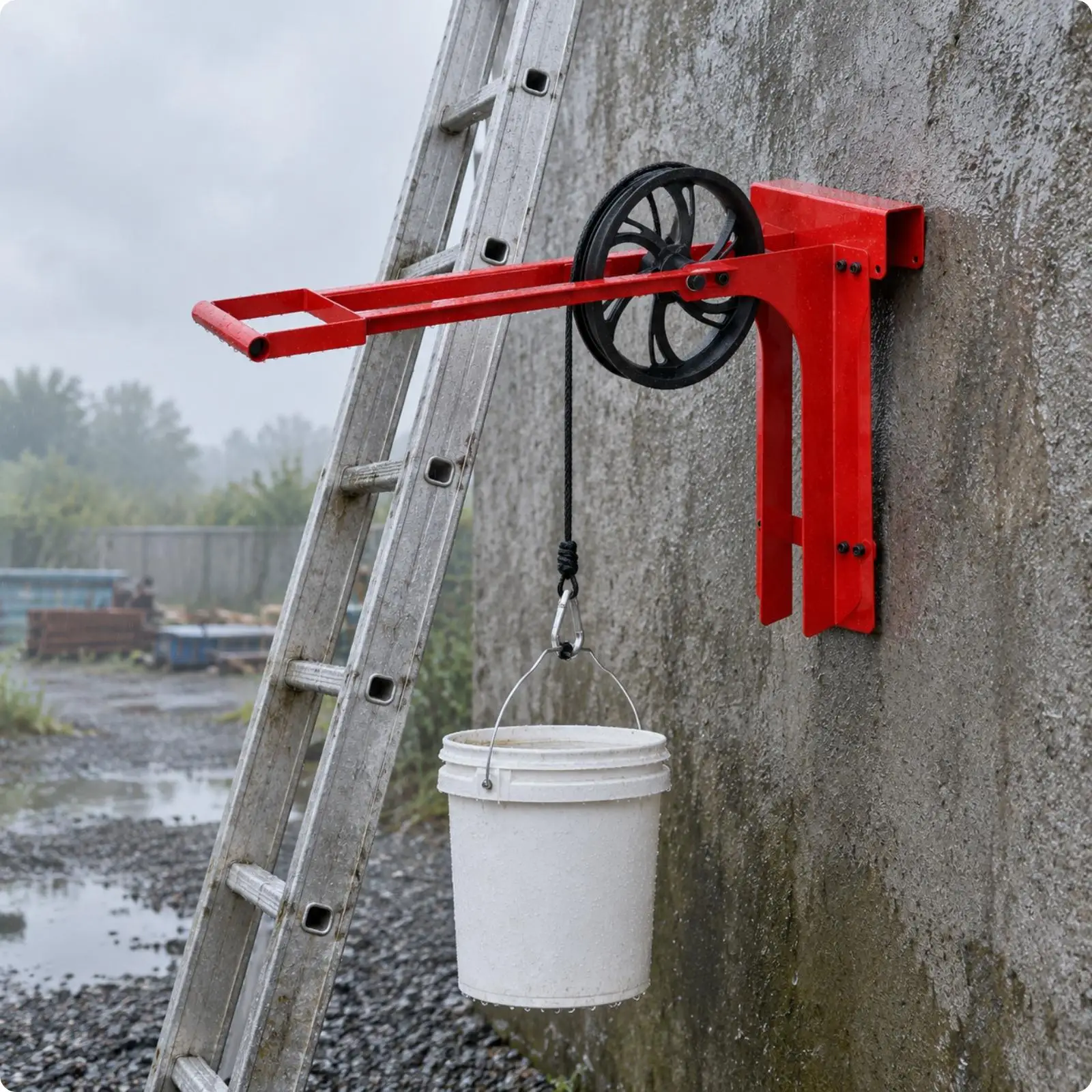 Ladder and Scaffold Lifting Pulley 500-Pound Capacity Rated Ladder-Mount Pulley Assembly Heavy-Duty for Roofers, Painters, Roof