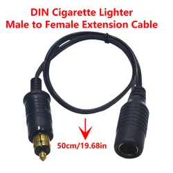 50cm 10A Hella Din Male Plug to Female Socket Extension Cord EU Cigarette Lighter Charger Adapter Cable for BMW Motorcycle