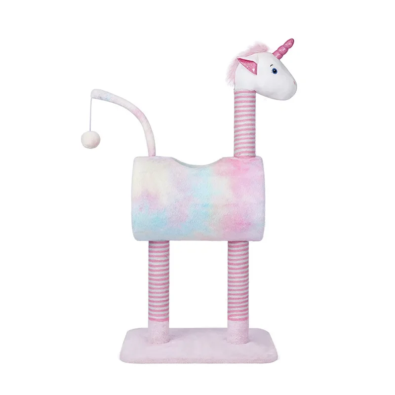 Unicorn Cat Climbing Tree Frame Scratching Post Cat Pink Cat Tree House