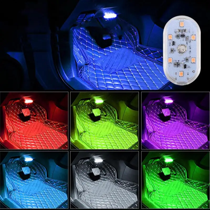 Car Interior LED Lights Car Ambient  Colorful Lights Self-adhesive Magnetic Suction  Rechargeable Touch Sensor USB Charging lamp