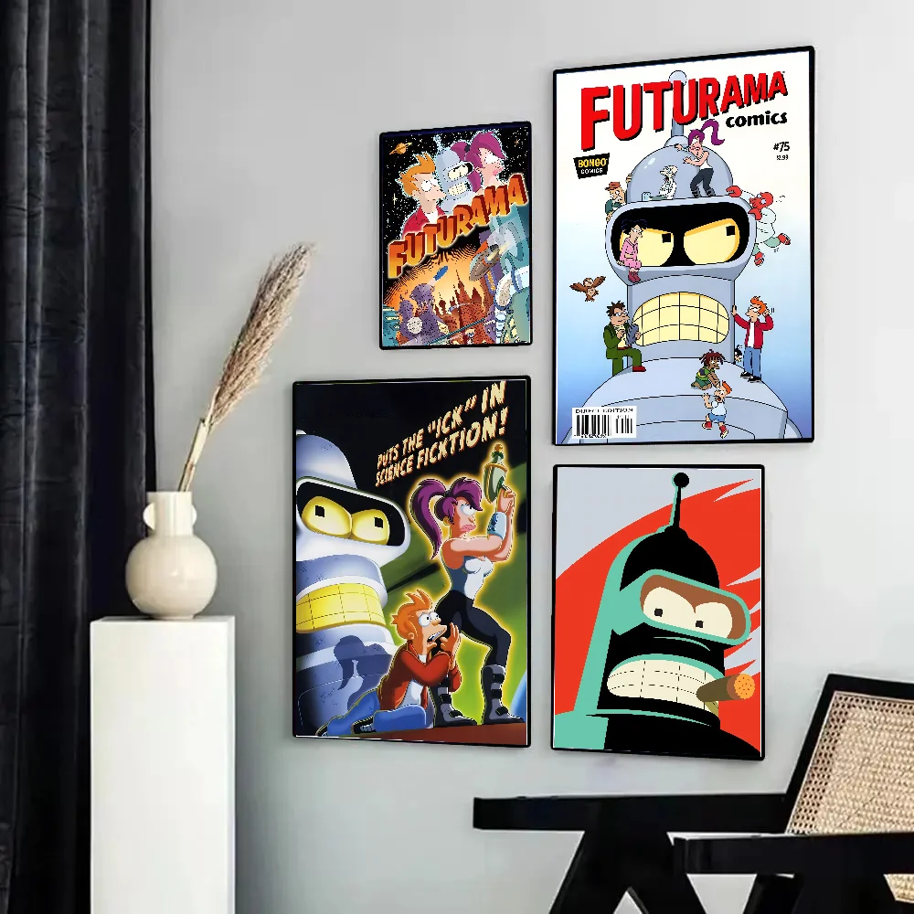 Cartoon F-Futuramas-s Poster Posters Kraft Paper Vintage Poster Wall Art Painting Study Aesthetic Art Small Size Wall Stickers