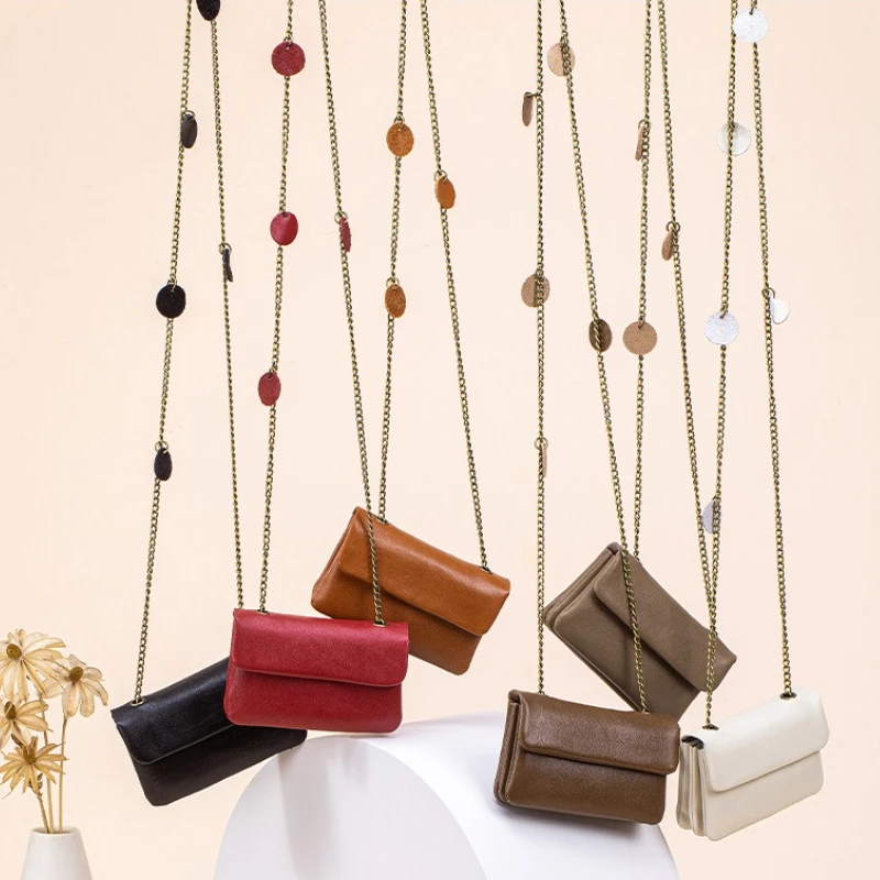 Chain Coin Purses for Women Small Crossbody Bags Magnetic Buckle Change Keys Bank Cards Coins Pouch with Chain Shoulder Strap