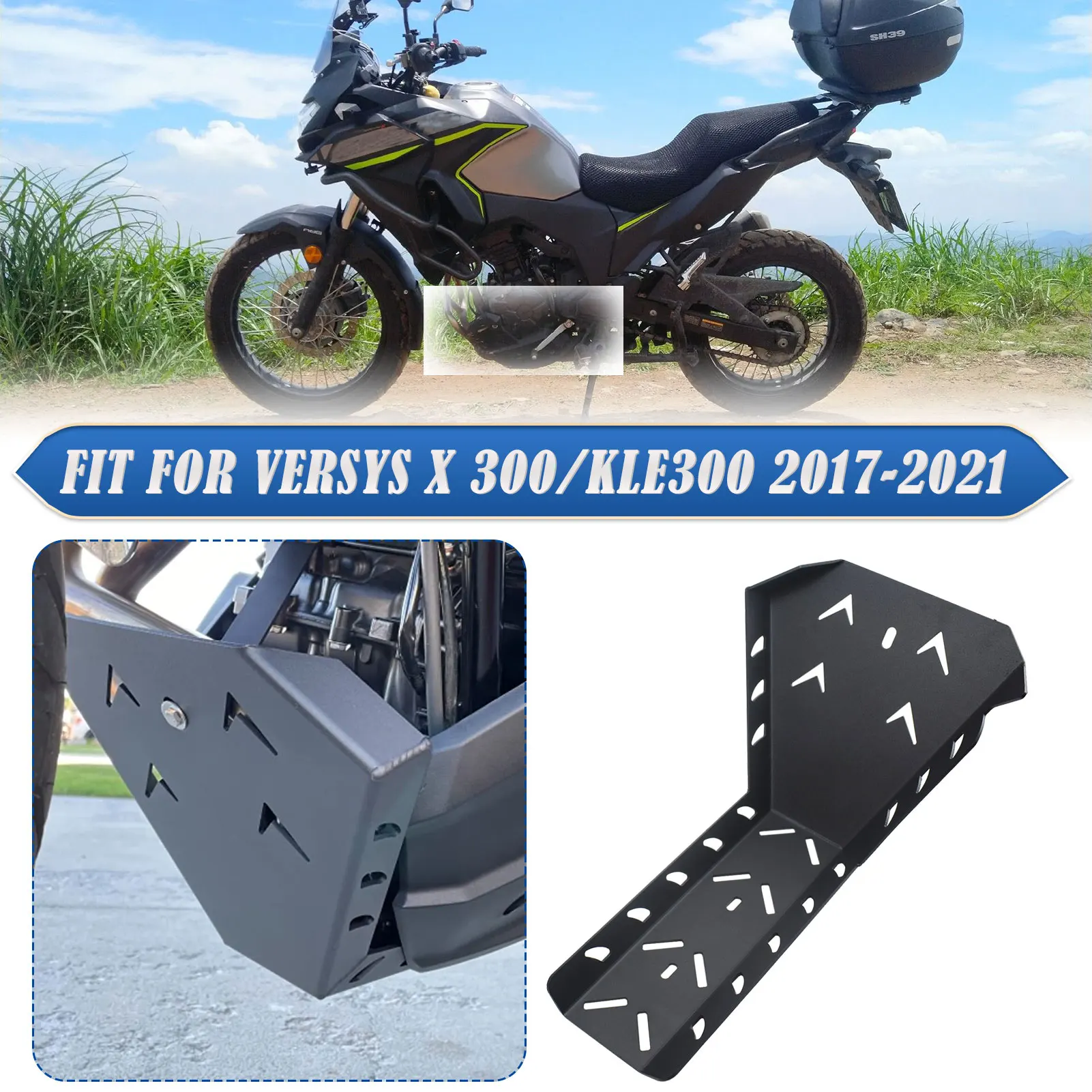 

For Kawasaki Versys-X300 2017-2024 Engine Skid Plate - High-Strength Motorcycle Chassis Protection Cover Belly Pan Accessories