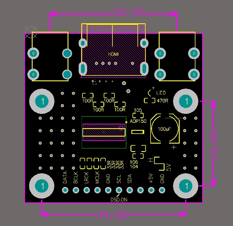 ล่าสุด HDMI To I2S บอร์ด I2S HDMI Transmitter Board Differential I2S สัญญาณการแปลง DAC Decoder