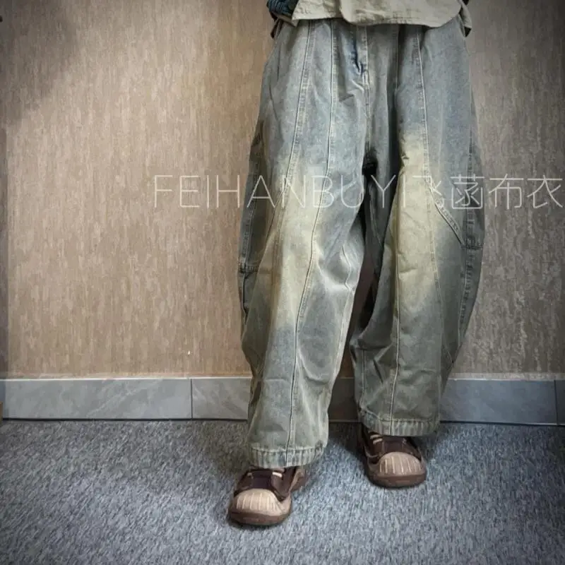 

New Arrival Spring Autumn Arts Style Women Elastic Waist Loose Casual Jeans Vintage Blue Loose Cotton Denim Pants High Quality