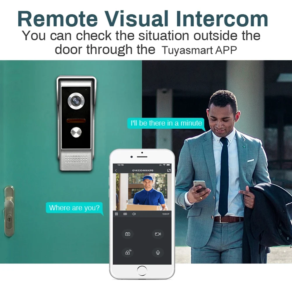 7 "Video Intercoms Cho Gia Đình WIFI Không Dây Video Chuông Cửa Tuya Thông Minh Ngoài Trời Có Dây Camera Chuông Cửa Intercoms Cho căn Hộ