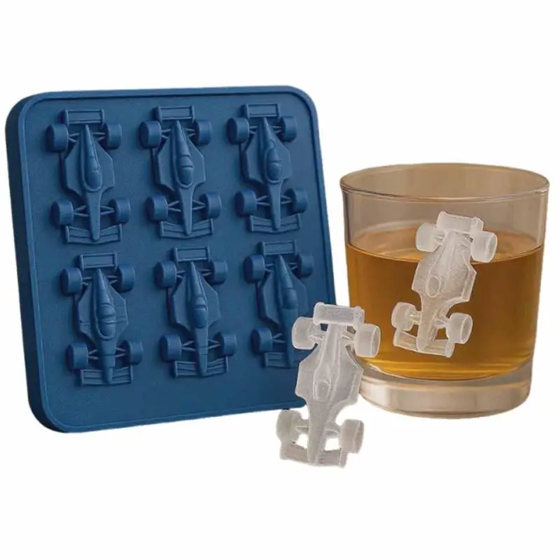 6-Cavity Formula Racing Car Ice Mold Ice Mold, Silicone Racing Car Jelly Mold 3d Race Car Tumbler Ice Cube Tray Baking Tool