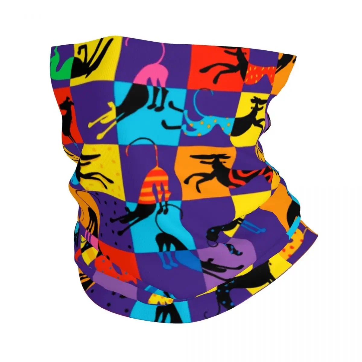 Greyhound Dog Pop Art Bandana Neck Gaiter Animal Dogs Mask Scarf Warm Cycling Scarf Outdoor Sports for Men Women Adult Washable