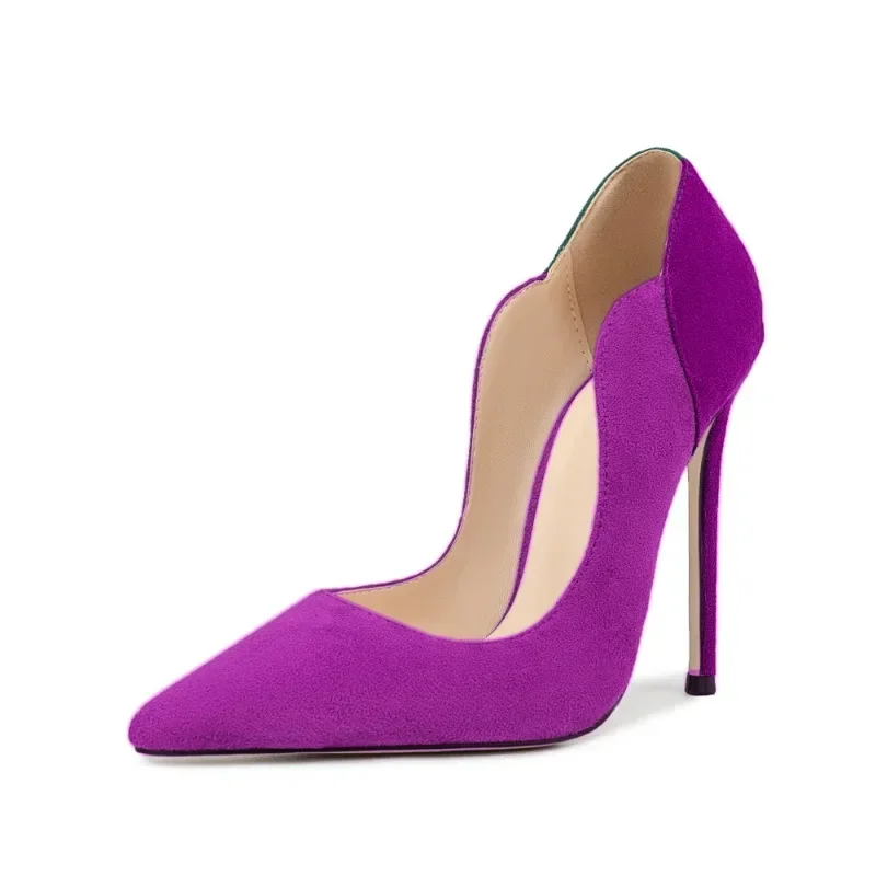 حذاء زفاف نسائي من جلد الغزال بتصميم أوروبي لربيع وصيف 2025 - حذاء زفاف أنيق متدرج من الخنجر ومقدمة مفتوحة