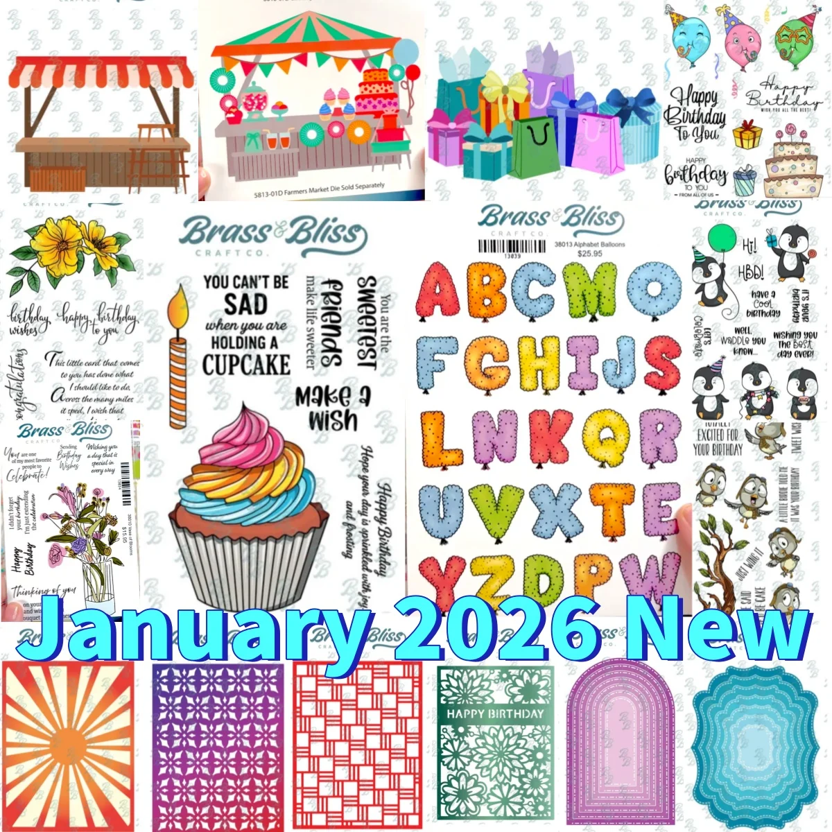 New Sweet Wishes Birthday Party Balloons Farmers Market Stand Presents Metal Cutting Dies Clear Stamps For DIY Scrapbook Paper