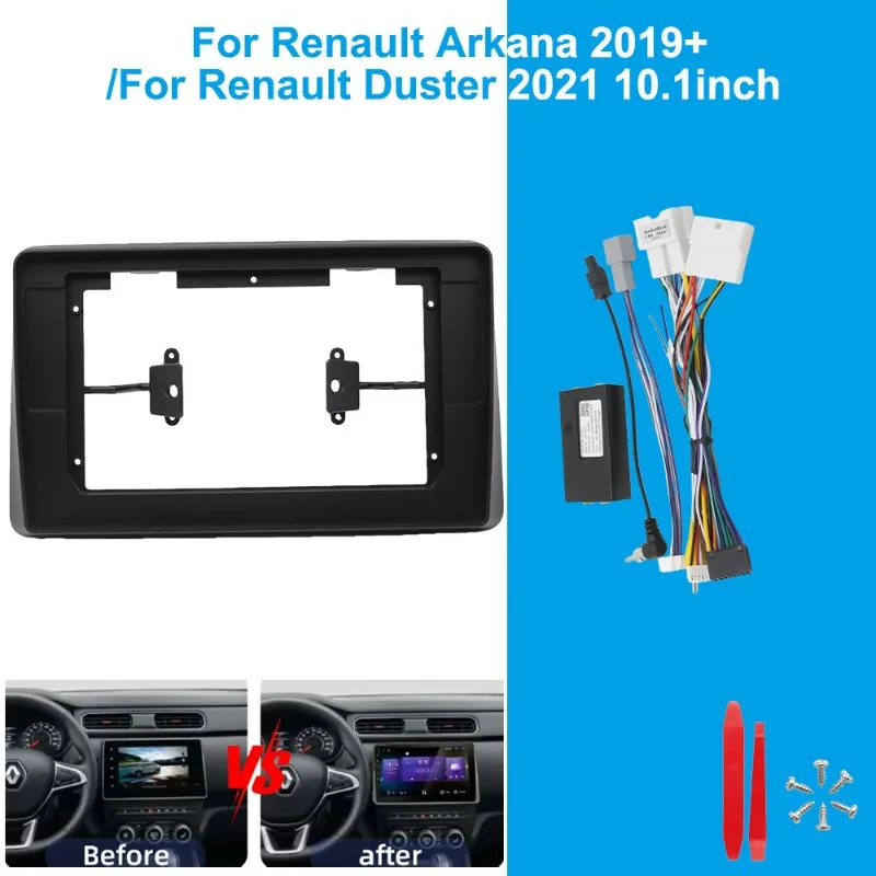 Para Renault Arkana 2019 Up 10,1 pulgadas Radio de coche marco Android Panel de plástico con arnés de cableado Canbus para Renault Duster 2021