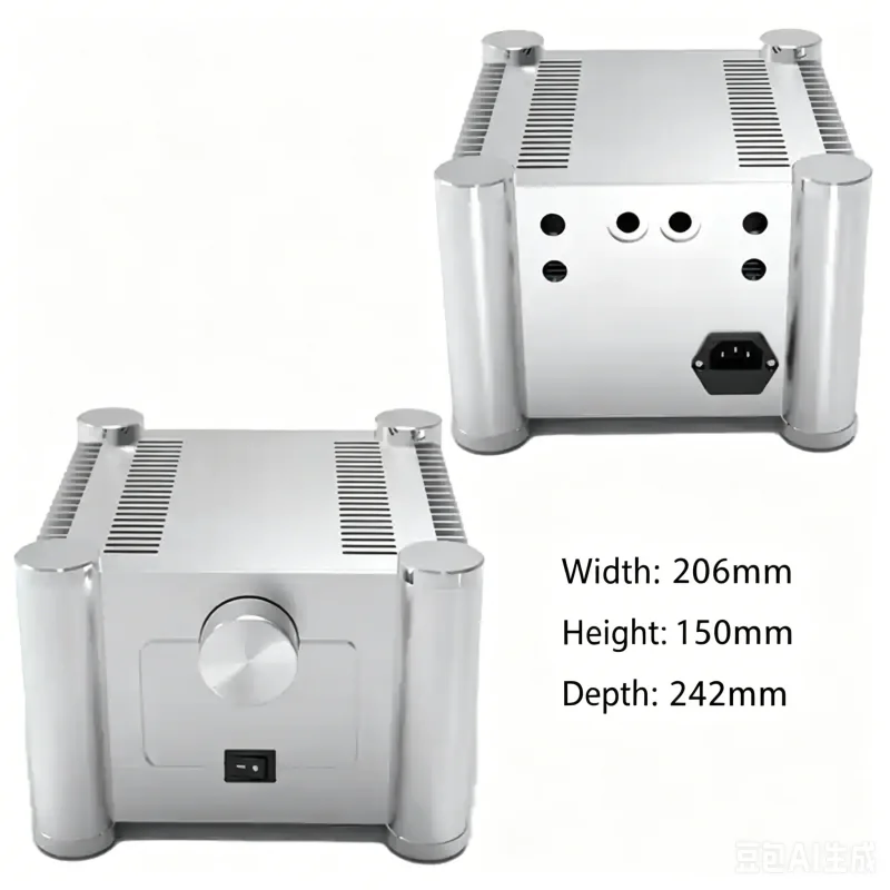 206×150×242mm Full Aluminum Power Amplifier Chassis with Dual Side Radiator HiFi Audio Amp Enclosure
