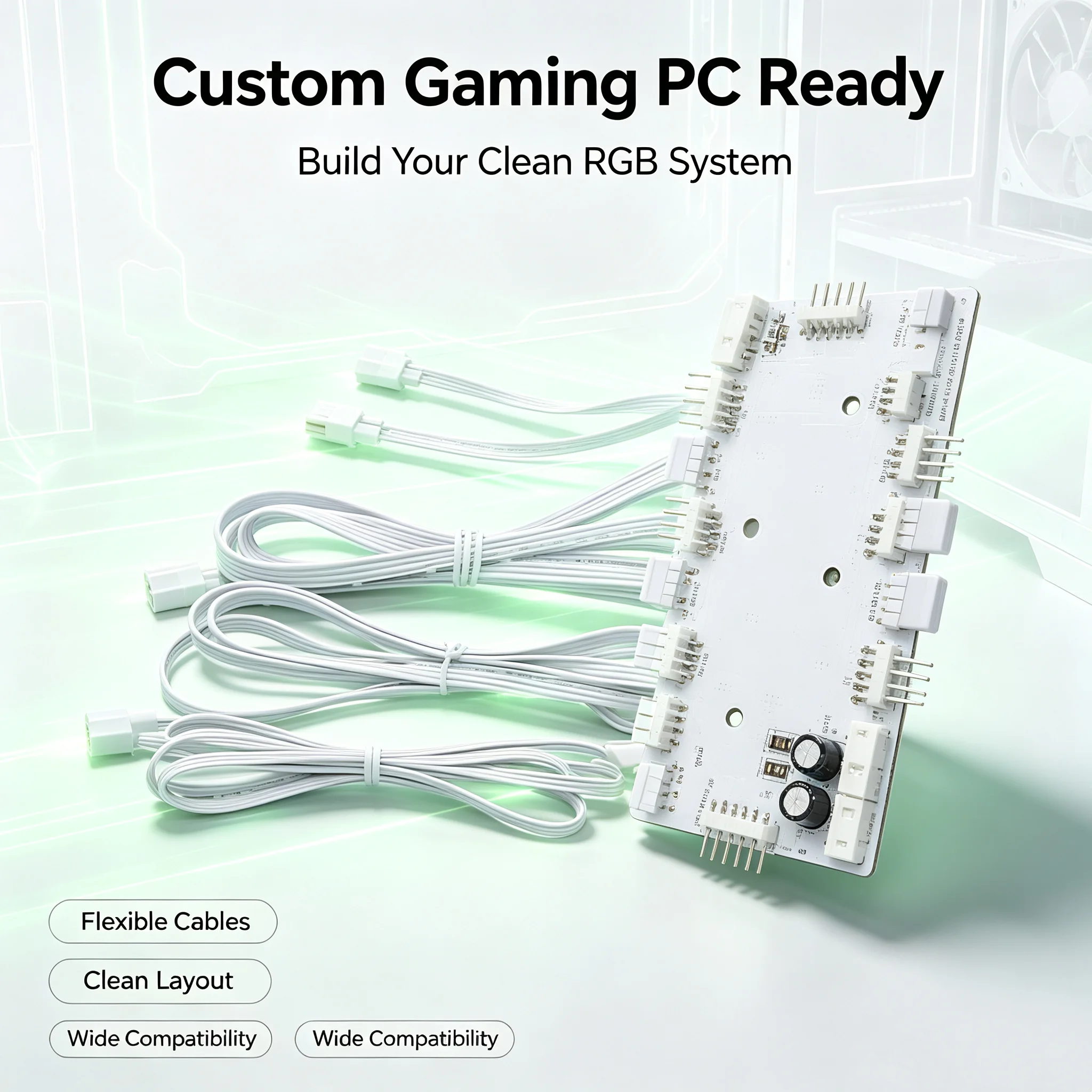 PCB 2-in-1 PWM ARGB Fan Hub SATA Powered 4Pin Fan Splitter 5V 3Pin Addressable RGB Light Extension Board For Gaming PC Case