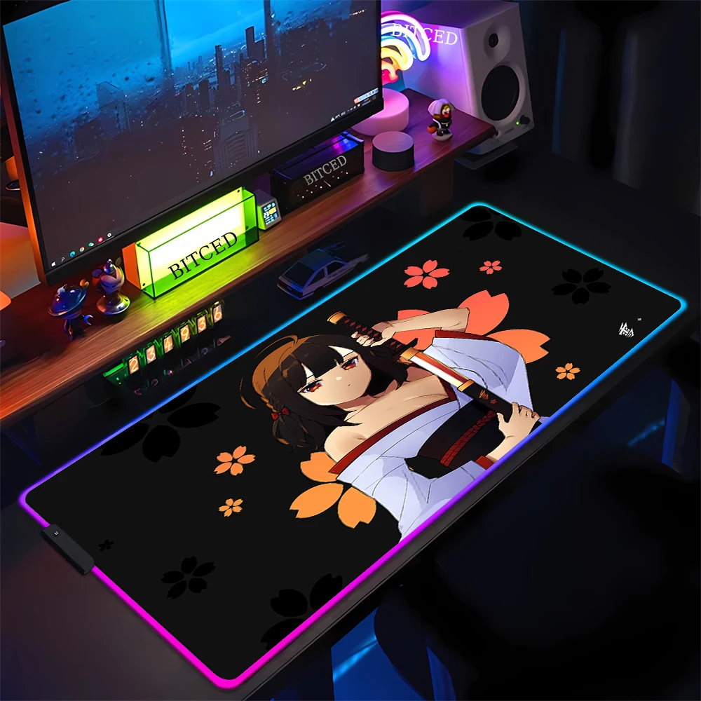 

Коврик для мыши с подсветкой RGB, коврик для мыши XXL Yuki Aim, большой женский игровой коврик для мыши, коврик для мыши с HD-печатью для компьютера, ноутбука, настольного компьютера, компьютерные коврики, компьютерные коврики для клавиатуры