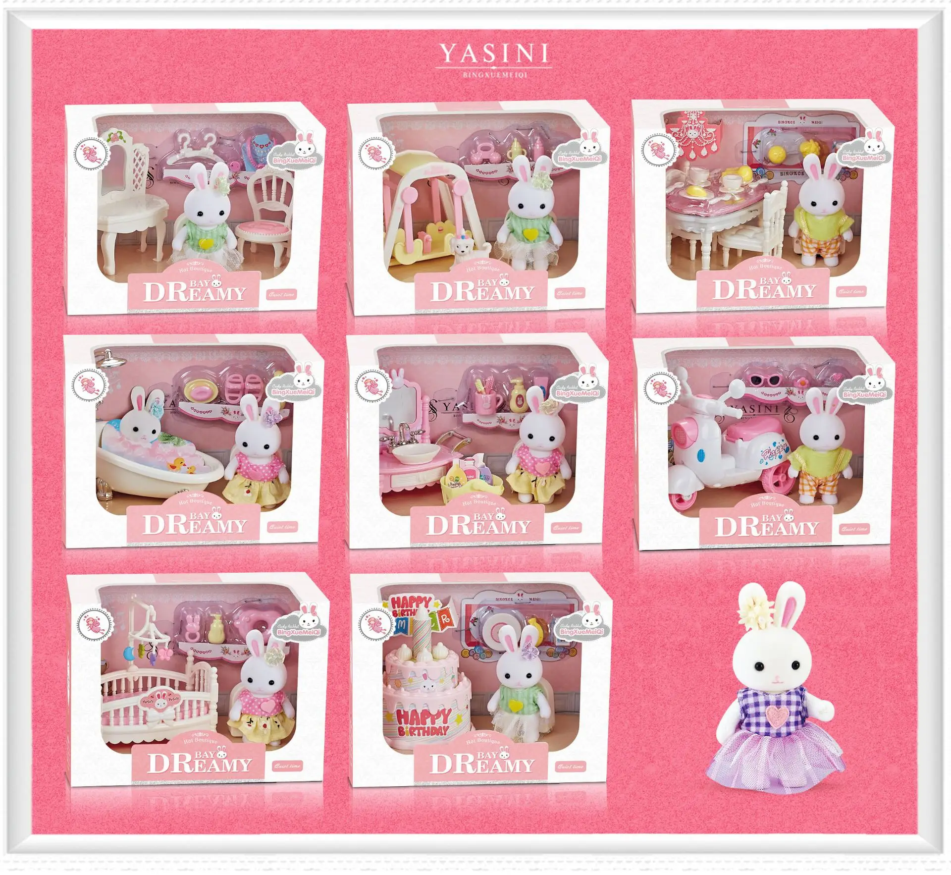 Little Rabbit Dress Girl Cute Simulation Scene Toy Playing House Children's Birthday Gift Indoor Parent-child Interaction