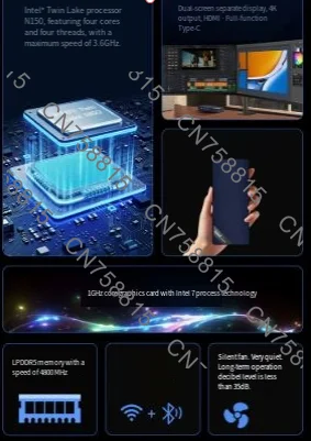 13th generation audio and video N100 micro 12G D5 memory mini computer, N150 mini host intel office 12th generation home