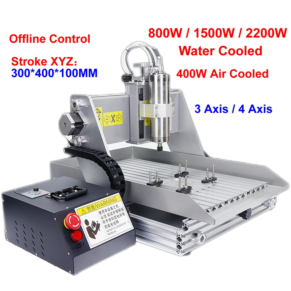 

Offline Control 4 Axis CNC Router Engraver 800W 1.5KW 2.2KW 3040 USB CNC PCB Aluminum Milling Cutting Machine With Water Tank