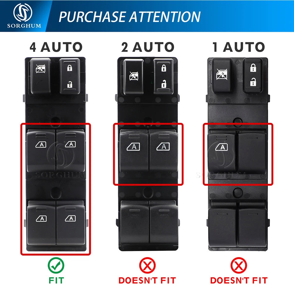 SORGHUM 25401-JK42E Master Driver Side Power Window Switch For Infiniti G25 G35 G37 Q40 2007 2008 2015 25401-JK40D 25401-9N00D