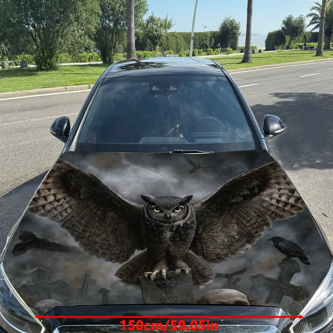 Dark - Sky Sharp - Eyed Owl Pattern car hood stickers, waterproof self-adhesive, scratch resistant, easy to stick, durable car P