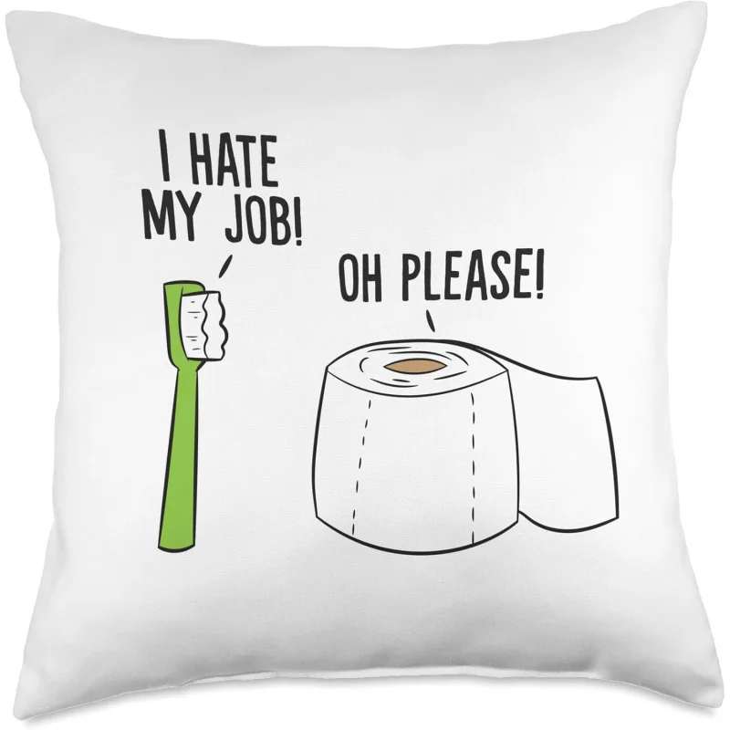 

Square pillow cover funny toothbrush toilet paper pattern suitable for outdoor travel on sofa bed 20x20 inches