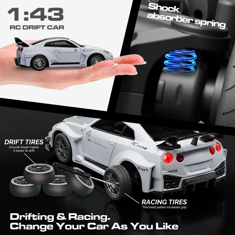 1:43 Proportional Alloy Four-Wheel Drive Remote Control Drift Car Gyroscope Remote Control Toy With Shock Absorber Spring Specia