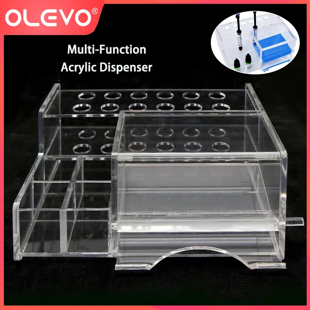 

Dental Composite Organizer Acrylic Dispenser for Resin Adhesive Syringes Micro Applicator Brush Dentistry Tools Placement Box