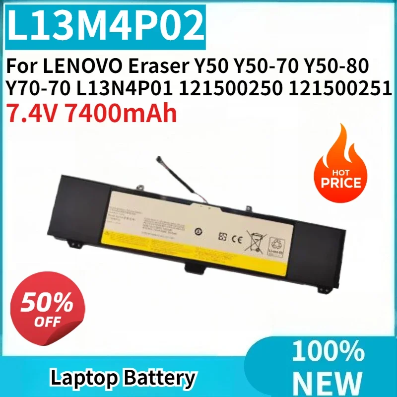 

New Laptop Battery L13M4P02 7.4V 7400mAh High Quality for LENOVO Eraser Y50 Y50-70 Y50-80 Y70-70 L13N4P01 121500250 121500251