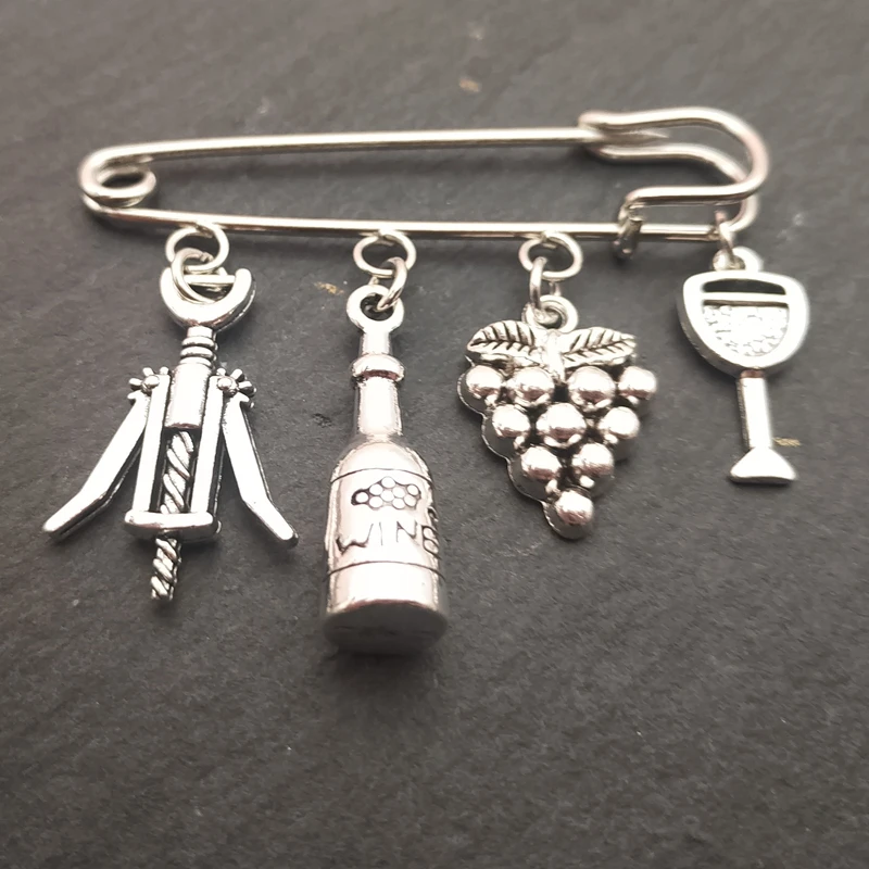 Fashion and popular wine time wine glass enamel pin brooch bag clothes lapel pin badge cartoon jewelry gift for lover\'s friend