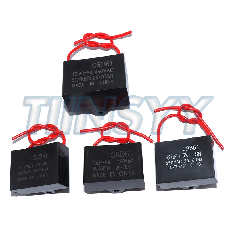 CBB61 Capacitor 450V Fan Starting Capacitor 450V Fan Capacitors 1UF 1.2UF 1.5UF 2UF 2.5UF 3UF 4UF 5UF 6UF 10UF