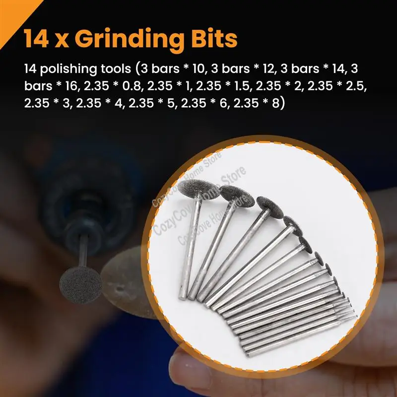 

14 шт. алмазные шлифовальные насадки для камня-хвостовик 3/32 дюйма для настройки, высокоточные аксессуары для вращающихся инструментов-A27R