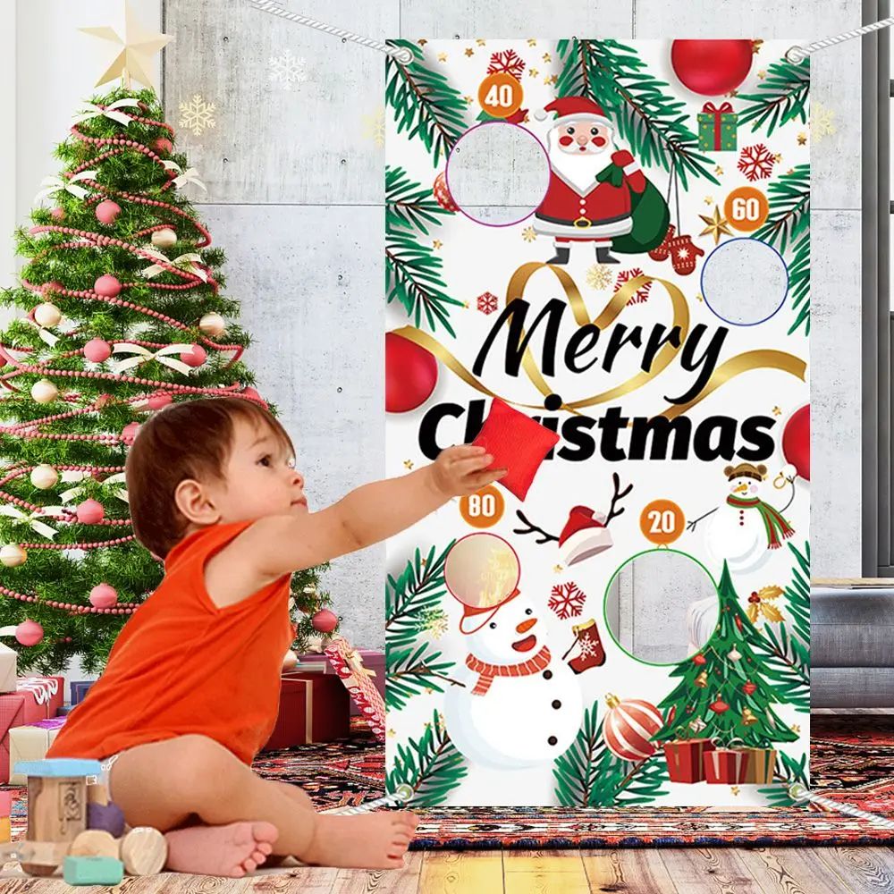 Hot Party Games Kerstman Sneeuwpop Buitenspeelgoed Kerst Gooien Spel Vlag Veilig Gooien Gooien Banner Speel Zitzakken