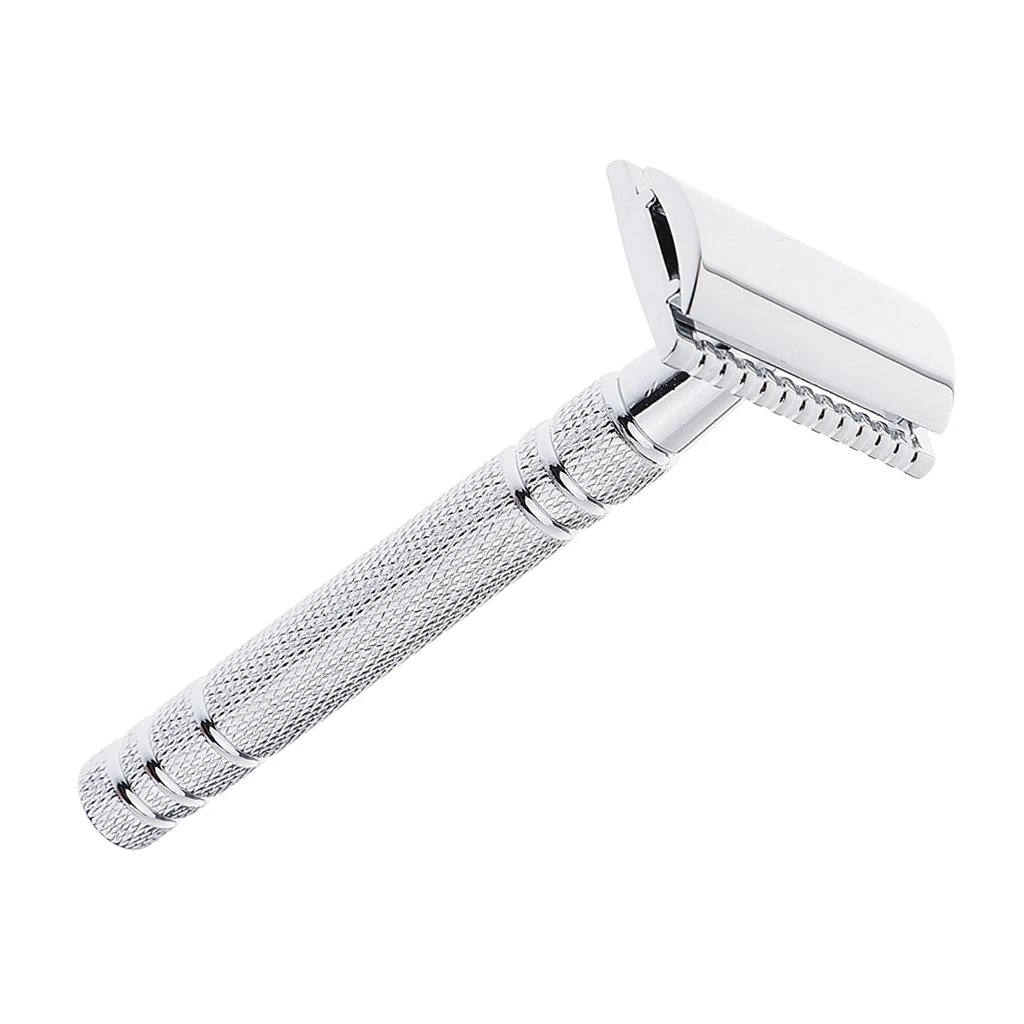 Alloy Double Edge Safety Razor Manual Shaver for Men Classic Handle Clean Shave Tool for Facial and Body Grooming