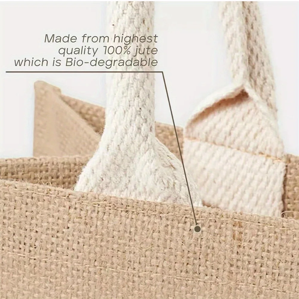 Customizable Name Reusable Large Capacity Shopping Bag Grocery Bag Environmentally Friendly Jute Shopping Bag