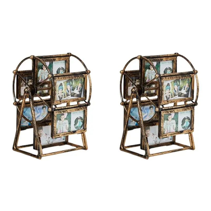 RALCA-2X Rotating Windmills Wheel Picture Frame Photo Album Self Assembly Wedding Family Photograph Frame Home Desktop Decor A