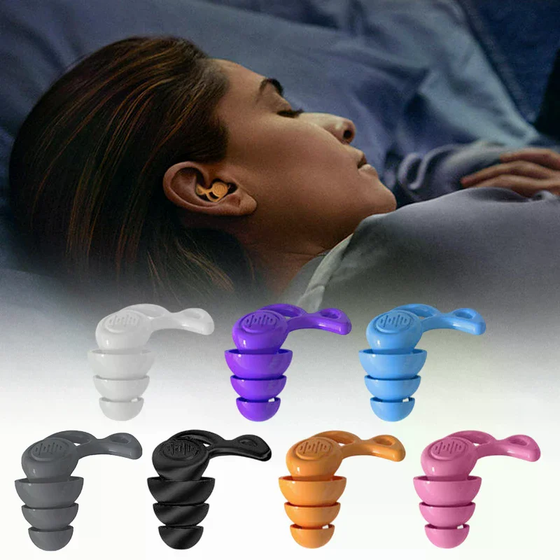 3 Layers Ear Plugs For Sleep Noise Reduction And Muting Silicone Earplugs Reusable Hearing Protection Sound Blocking Earplugs
