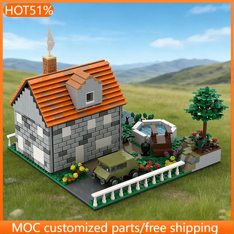 1413 pièces de construction modulaire maison et jardin MOC, blocs de construction modulaires personnalisables, design créatif, jouet d'assemblage simple DIY pour garçon, cadeau