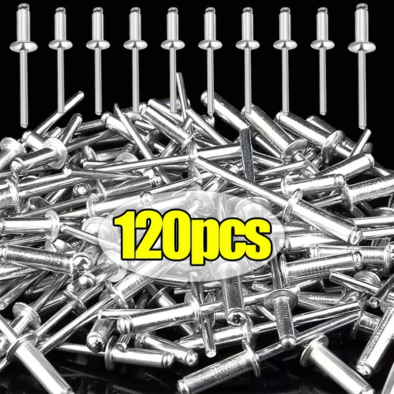 

120 шт., алюминиевые глухие заклепки, наборы в ассортименте, сверхмощная купольная головка, глухая заклепка, гайка, гвозди, крепежные детали, наборы для обустройства дома