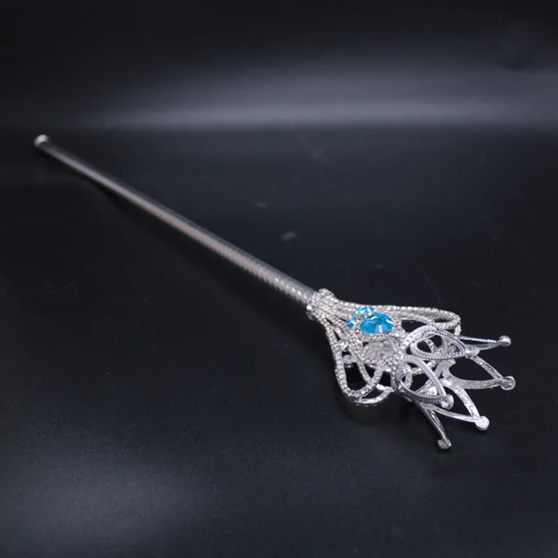 High Quality Fairy Princess Queen Flower Scepter Blue Rhinestone Decor Wand Role Play Accessories Clothing Props Wedding Scepter