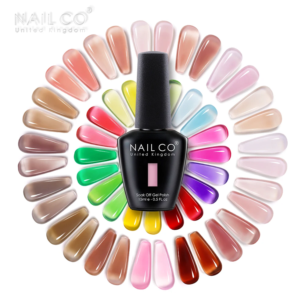 NAILCO 15ml smalto per unghie in Gel traslucido vernice semipermanente Hybrid UV Nails Art Glitter Colors Gel Polish Manicure per unghie