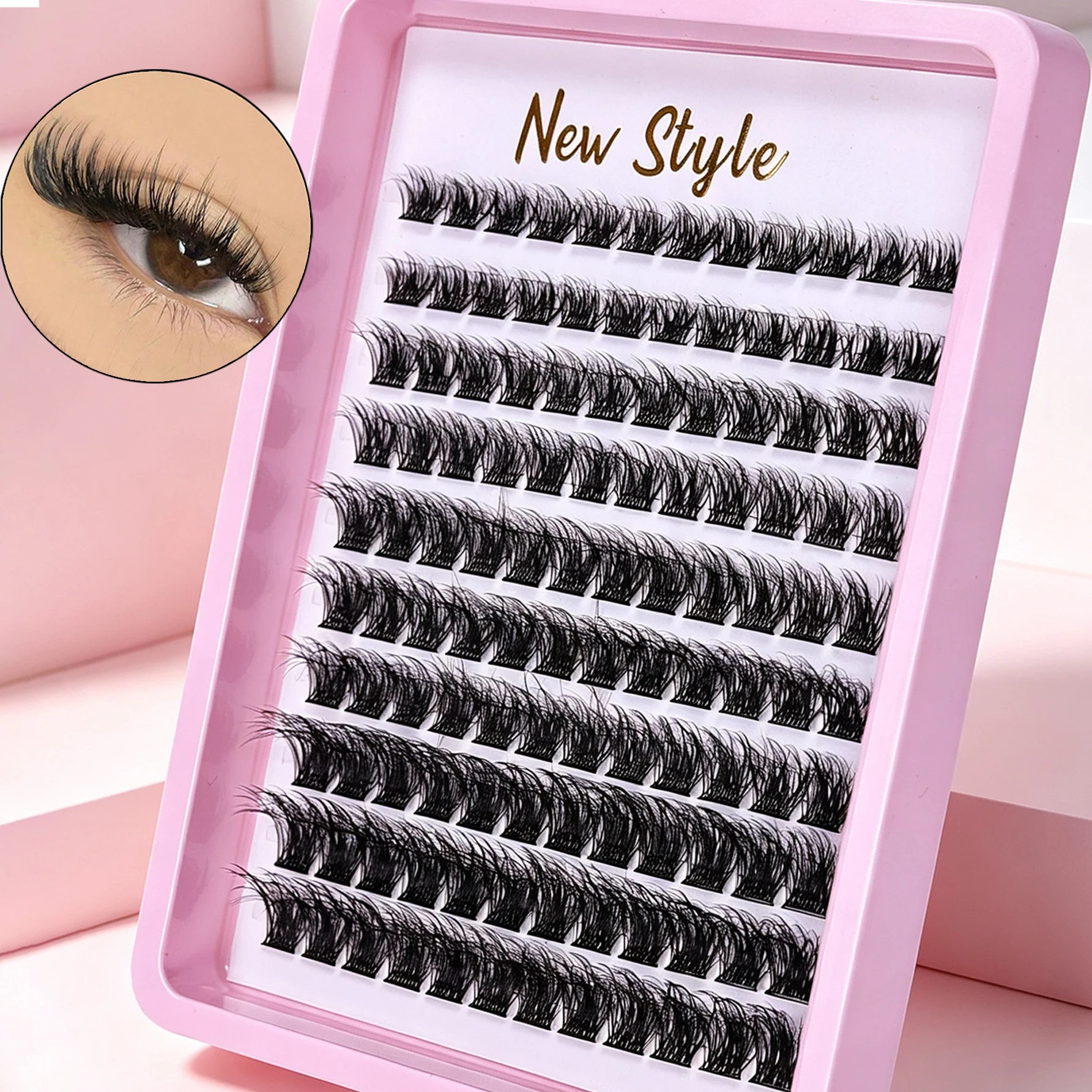 Individual Cluster Lashes Mixed Length Wispy D Curl Fluffy False Eyelashes Natural Look DIY At Home Eyelash Extension