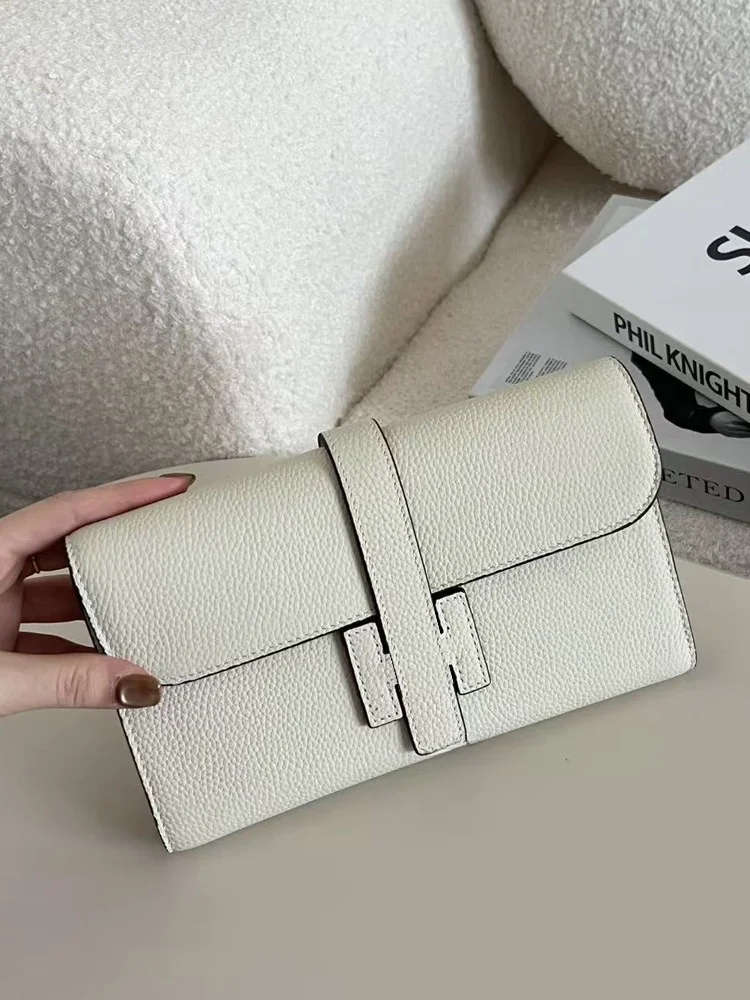 Pure Cowhide Leather Handbag Women's Summer 2026 New Style Large Capacity Multi-Card Wallet with Chain Single Shoulder Bag